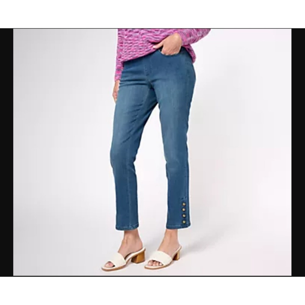 Belle by Kim Gravel Primabelle Button Hem Ankle Jean Pull On Stretch 12(32) x27"